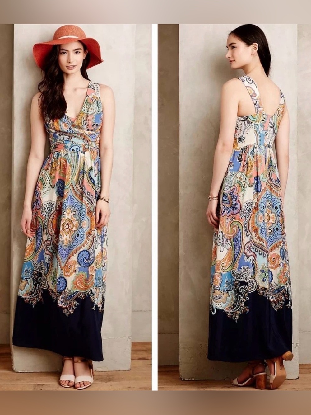 Anthropologie- Maeve Vizcaya Paisley Boho Maxi dress